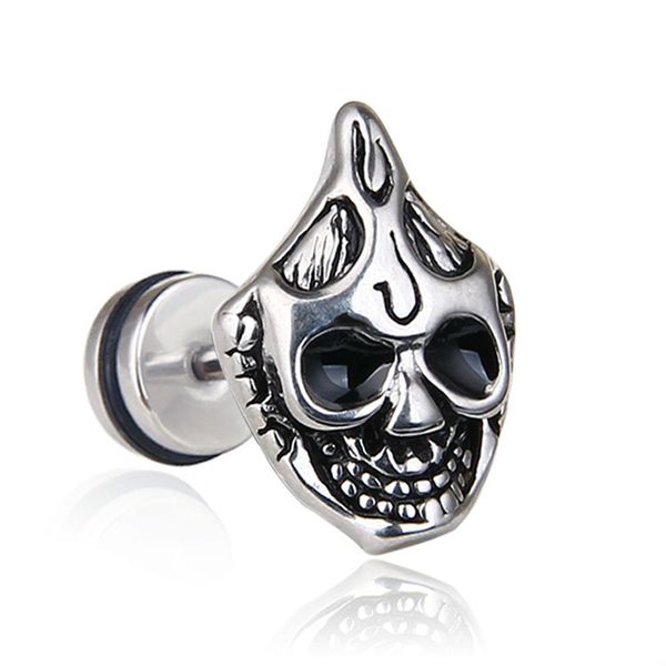 

halloween earrings ghost retro skull punk hip-hop rock personality jewelry titanium steel casual sporty silver skeleton, Golden;silver
