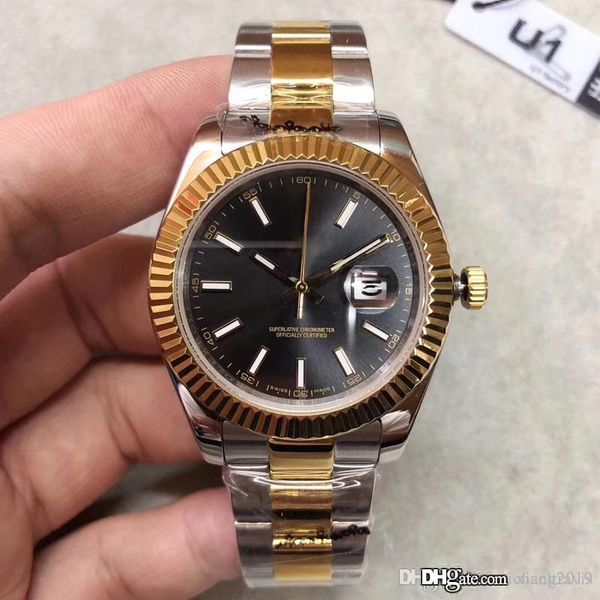 

sale 41mm datejust watches men mechanical automatic watch reloj business fashion steel clasp stainless steel mens watch, Slivery;brown