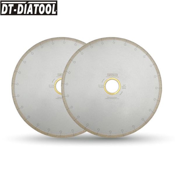 

dt-diatool 2pcs 300/350mm wet diamond ceramic cutting disc saw blades with hook slot bore 60mm with 50mm reducer for tile marble