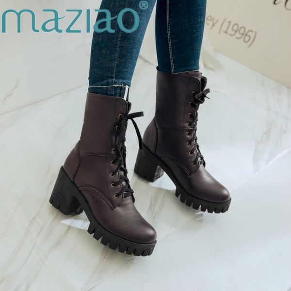 

women boots winter shoes snow boots women plus size platform winter female warm botas mujer black white booties maziao