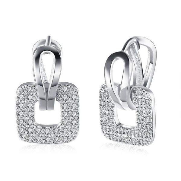 

classic simple hoop earrings square earring for female girls birthday party elegant fashion jewelry#2, Golden;silver