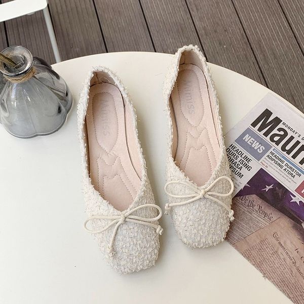 

fashion wild female version of suede bow flat shallow mouth square head single footwear soft bottom peas shoes tide j14-53, Black
