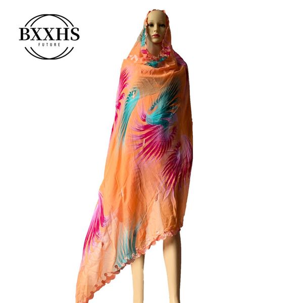 

new african women coloured cotton atmospheric embroidery scarf big flower cotton scarf for muslim shawls wraps, Red