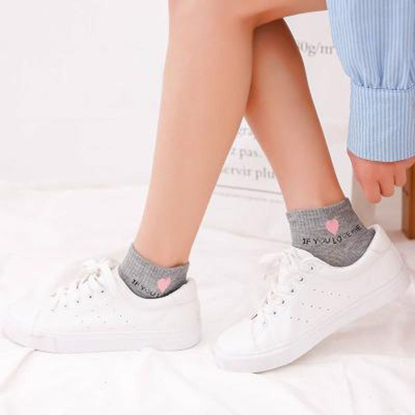 

cotton casual women's socks no-show socks pure cotton low-cut short short women's heart shape wholesale, Black;white