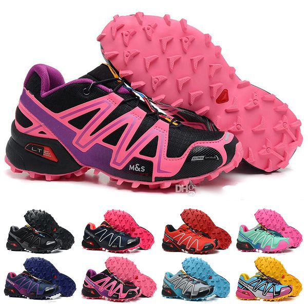 

speedcross 3 womens running shoes triple black silver red pink designer sneakers outdoor speed cross 3 jogging walking sports shoes 36-41, White;red