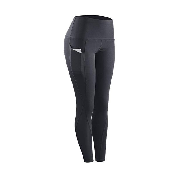

style leggings high waist lift hip slim sport side pocket leggings, Black