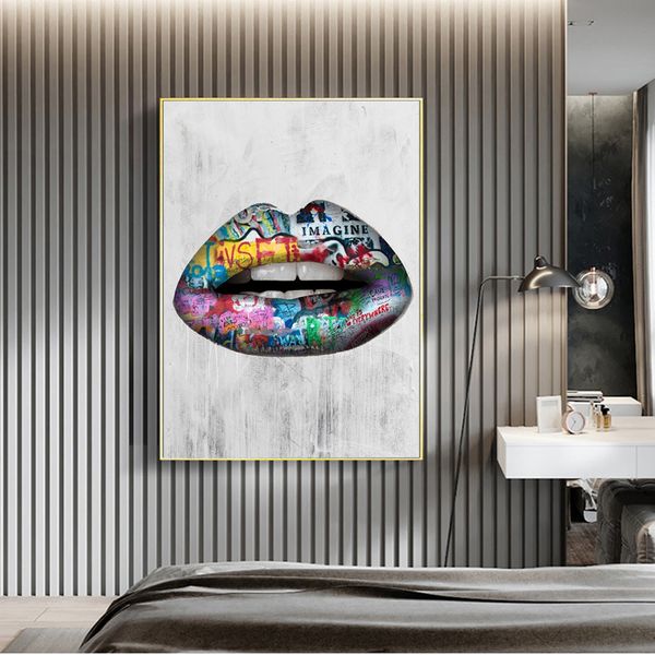 

canvas painting wall posters and prints abstract lips wall art pictures for living room decoration dining restaurant l home decor