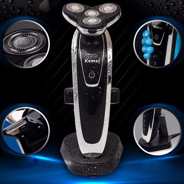 

kemei 3 in 1 multifunction electric shaver rechargeable 4d men's shaving machine washable triple blade for face care km-8871