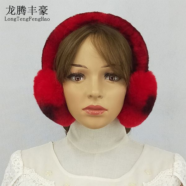 

women winter flower earmuffs real fur warm earmuffs lovely earlap russian female genuine fur plush ear muff natural, Blue;gray