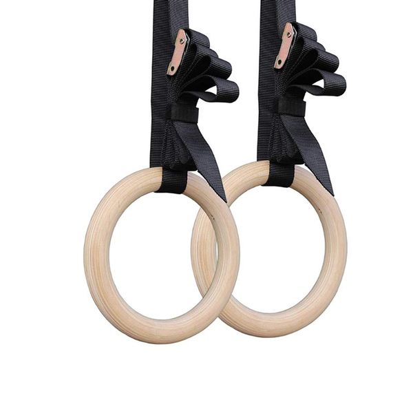 

adjustable body building gym wood buckle straps exercise indoor gymnastics rings set muscle hanging pull ups home fitness