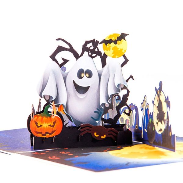 

spooky pumpkin ghost 3d popup halloween card trick or treat greeting card with invitations envelope for festival color printing