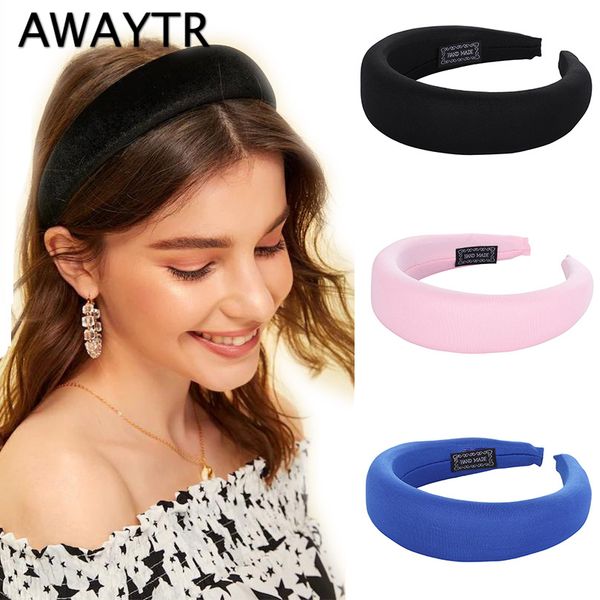

awaytr new fashion cloth headband for women plastic padded hairbands retro luxury headwear handmade ladies hair accessories