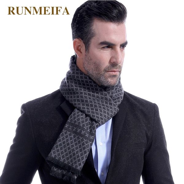 

runmeifa new fashion simulated cashmere scarves for men winter warm acrylic scarf delicate knitting scarves for men's foulards, Blue;gray
