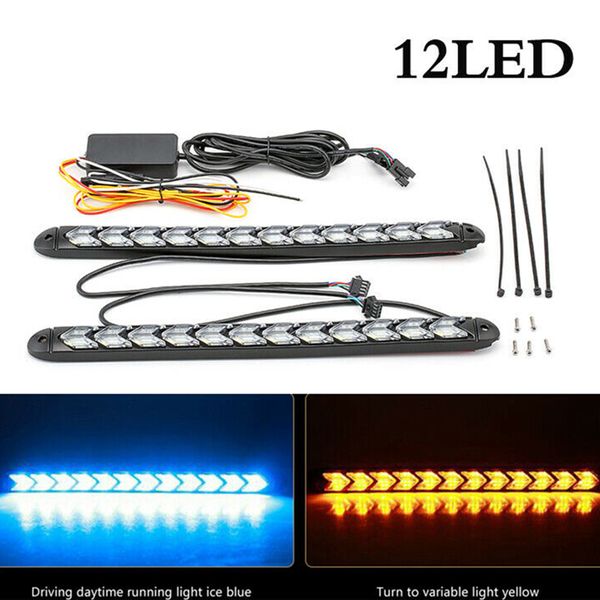 

lamp two-color daytime running light with streamer turn signal black 12-light ice blue + yellow pair