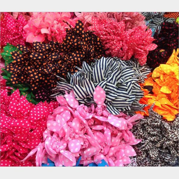 Women Girls Bunny Ears Scrunchie Hair Band Rope Hair Tie Bows