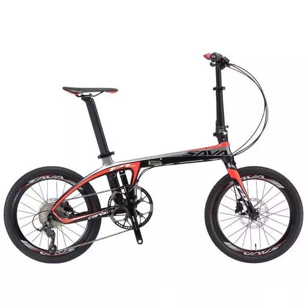 

sava 20inch folding bike from youpin 10.4kg portable carbon fiber 9 speed bicycle max load 110kg - black&red