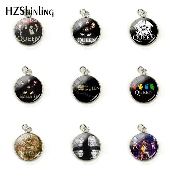 

fashion style pop and rock queen band ps pentagram glass cabochon jewelry stainless steel charm women gifts wholesale, Bronze;silver
