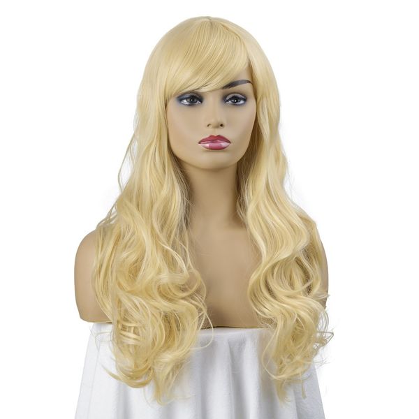 Hot Style Hairpiece Long Curly Light Blonde Stylish Lady With