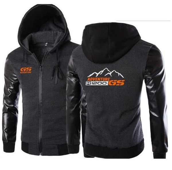 

leather sleeve slim jacket motorcycle hoodies men sweatshirt male hoody bomber tracksuit autumn winter warm adventure gs hoodies