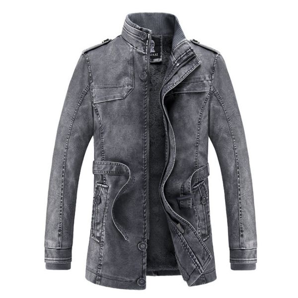 

новый тренч пальто кожаные куртки мужские стили 2020 пальто повседневная slim fit windbreak твердые длинные пальто мужская мода зимние пальт, Black