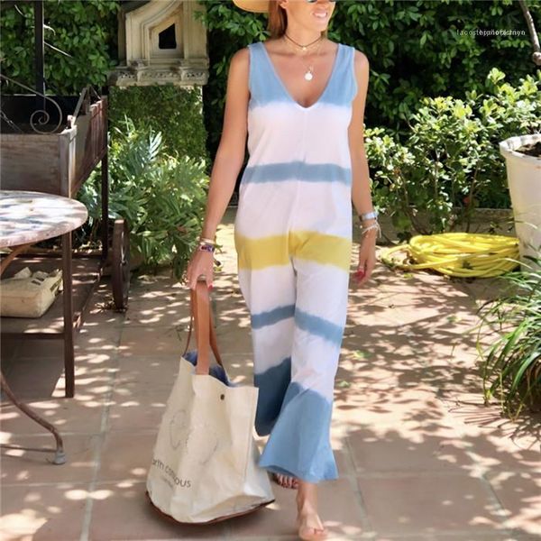 

striped floral jumpsuit summer casual ladies wide leg pants romper womens loose womens jumpsuit romper sleeveless, Black;white
