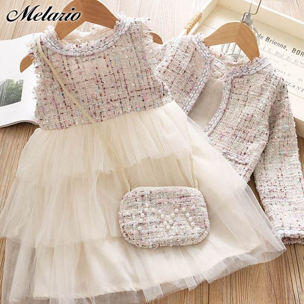 

melario casual hairball mesh coat two-pieces elegant girls autumn winter fragrance vest dresses jackets dress suits for girls t200624, Red;yellow
