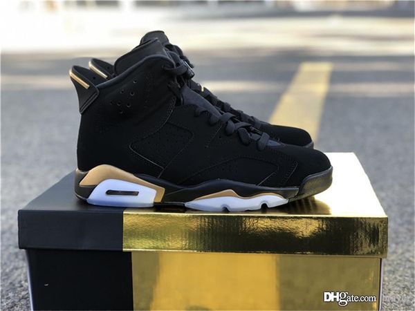 

authentic air 6 dmp retro black metallic gold pack 23 basketball shoes man defining moments suede sneakers sports ct4954-007 with box 40-47