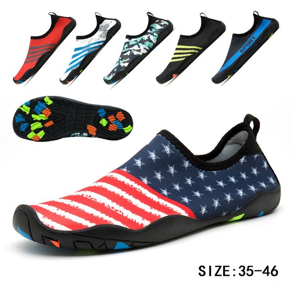 

2019 new summer water shoes for women big plus size aqua beach shoes woman striped colorful sea swimming zapatos de mujer