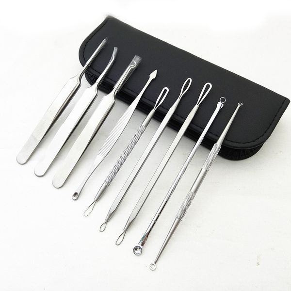 

9 pcs professional blackhead remover tool kit stainless steel blackhead acne comedone pimple blemish extractor beauty tool