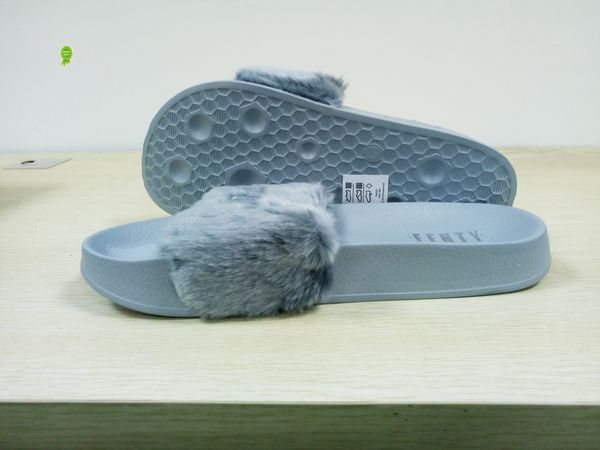 

rihanna fur leadcat fenty slides slippers women men house winter slipper home shoes woman warm slippers hausschuhe bag2, Black
