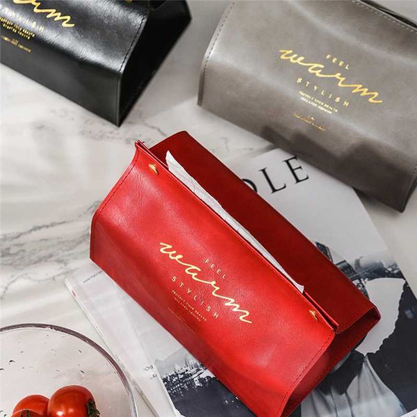 

new napkin tissue holder ins nordic leather tissue box paper dispenser holder case for office home decoration