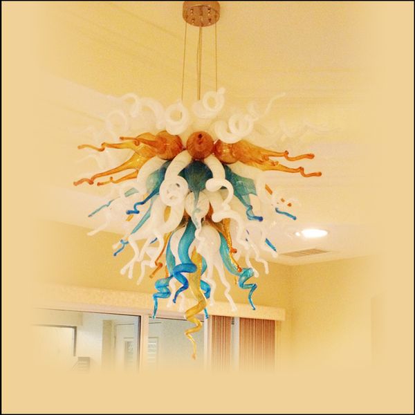 Creative Design Crystal Hand Blown Glass Villa Lighting Chandelier Well Designed Hand Blown Murano Glass Ceiling Lights Designer Pendant Light Kits