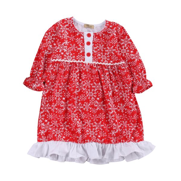 

toddler christmas princess dress children kid girl dresses party snowflake clothes sundress 0-4y, Red;yellow