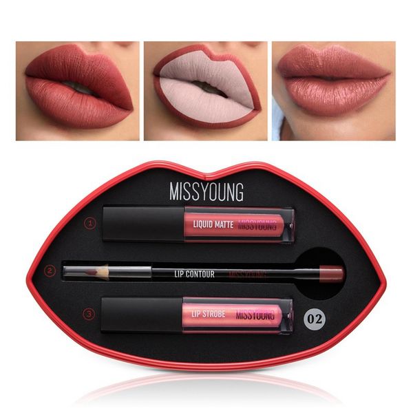 

3pcs long lasting lipliner pencil pen makeup cosmetics lips set lipstick pencil matte velvet lips pigment lipstick