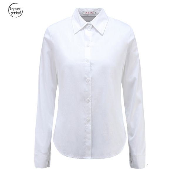 

women new blouses turn down soft collar long sleeve female shirts 100% cotton clothing female blusas, White