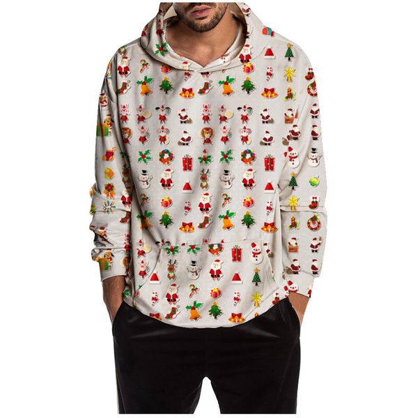 

mens christmas fun ugly print long sleeve hoodie hoodies pour hommes coat sport casual jacket hoodie masculino 2019 new, Black