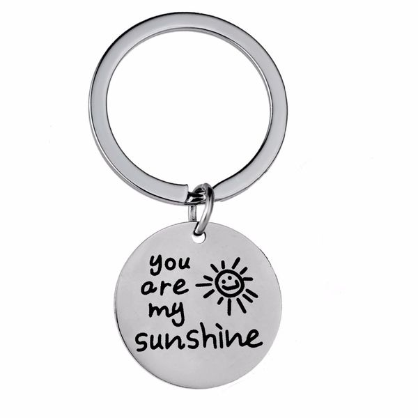 

12pc/lot you are my sunshine stainless steel keychain lovers couples jewelry husband wife key chain wedding party keyring gifts, Slivery;golden