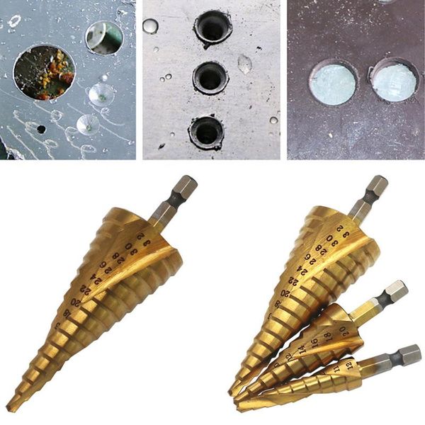 

4-12/20/32mm hss spiral groove center solid carbide titanium step cone drill bit power tools for woodworking accessories
