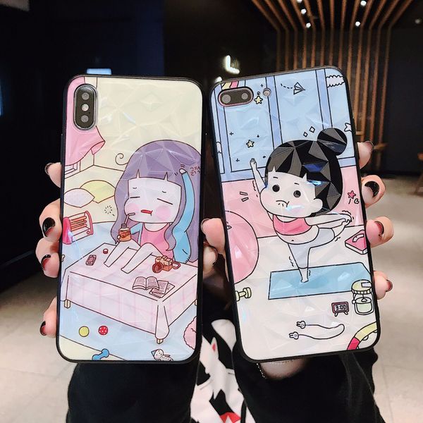 

cartoon girls applicable to apple 7/8 plus diamond wrestling protection set 6s for iphone xs/max/xr mobile shell