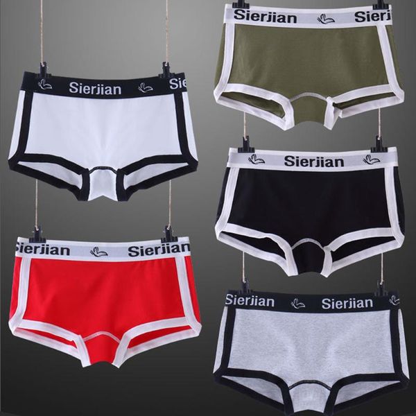 

2020 fashion 3pcs women underwear boyshorts female pure cotton bf style mid-waist seamless womens pants panties, Black;pink