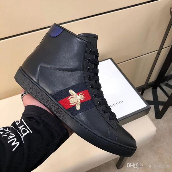 

fashion men's casual tennis shoes luxury lace up outdoor flat coach sports shoes real leather high-bee men's driving shoes wit, Black