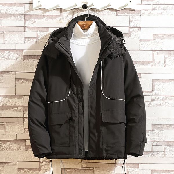 

autumn winter mens jacket coat hooded outdoor zipper loose patchwork slim fit sportswear mens bomber jackets coats male outwear, Black