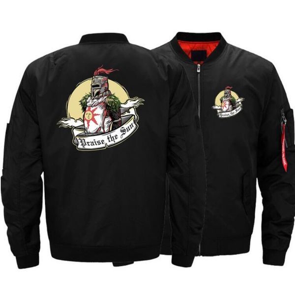 

usa size men's bomber jackets dark souls printed warm zipper flight jacket winter thicken men fashion coats ing, Black;brown
