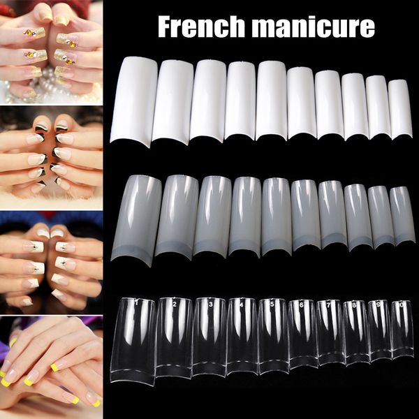 

new arrival professional 100/500pcs nails half french false nail art tips acrylic uv gel manicure tip, Red;gold