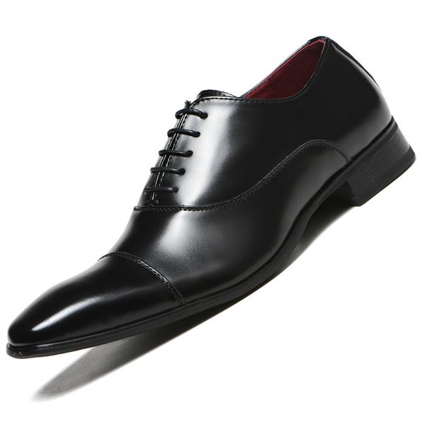 

leather shoes men business shoes luxury mens designer wedding shoes lace up leather men dress shoe, Black