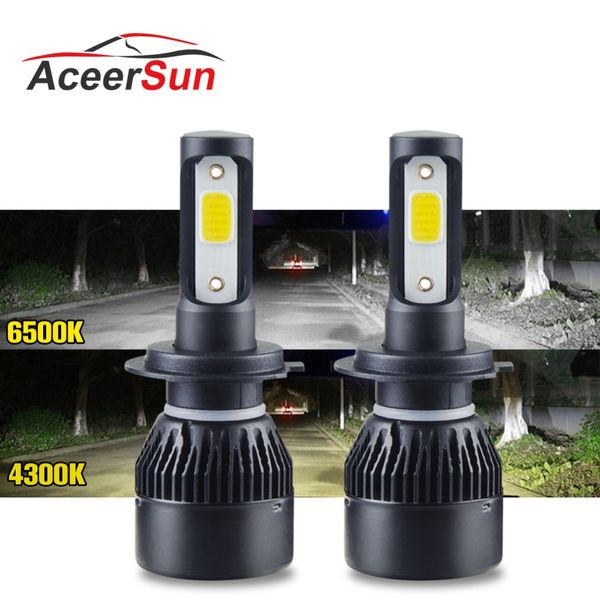 

2pcs led car fog llight beam 4300k 6500k led h7 cob 72w 8000lm 12v 24v h1 h8 h9 h11 9005 9006 hb3 hb4 for auto truck motorcycle