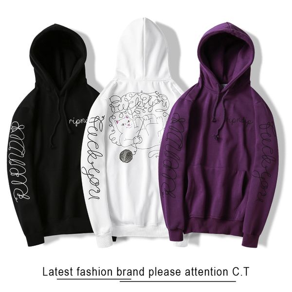 

2020 / ripndip мужчины дизайнер толстовка новая мода чистый хлопок ретро платье hoodie высокого качества итальянский дизайнер air платформа, White;black
