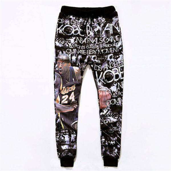 

rip mamba spirit mens jogger fashion 3d printed basketball celebrite memorial trousers mens casual sports pants, Black