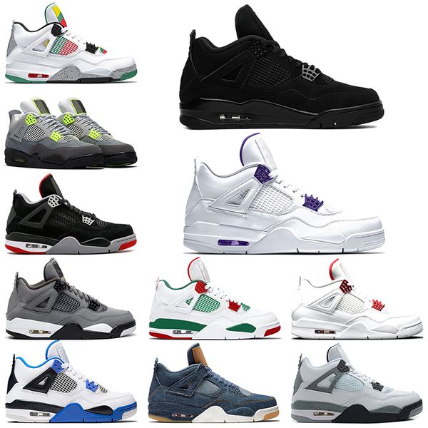 

2020 jumpman 4 4s mens trainers basketball shoes bred neon metallic purple rasta black athletics men sports sneakers size 7-13