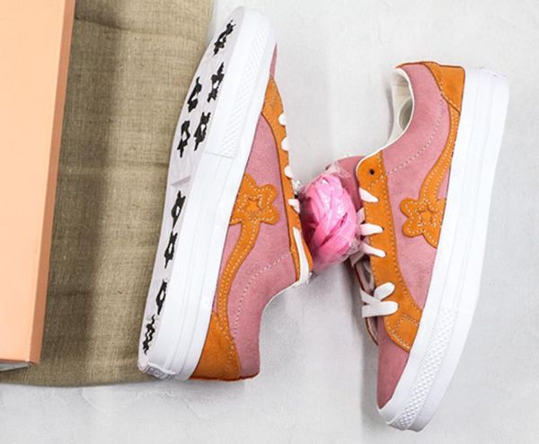 

creator one all stars and golf le fleur suede casual canvas shoes for man women blue pink orange designer zapatos sneaker skate shoesl05, Black